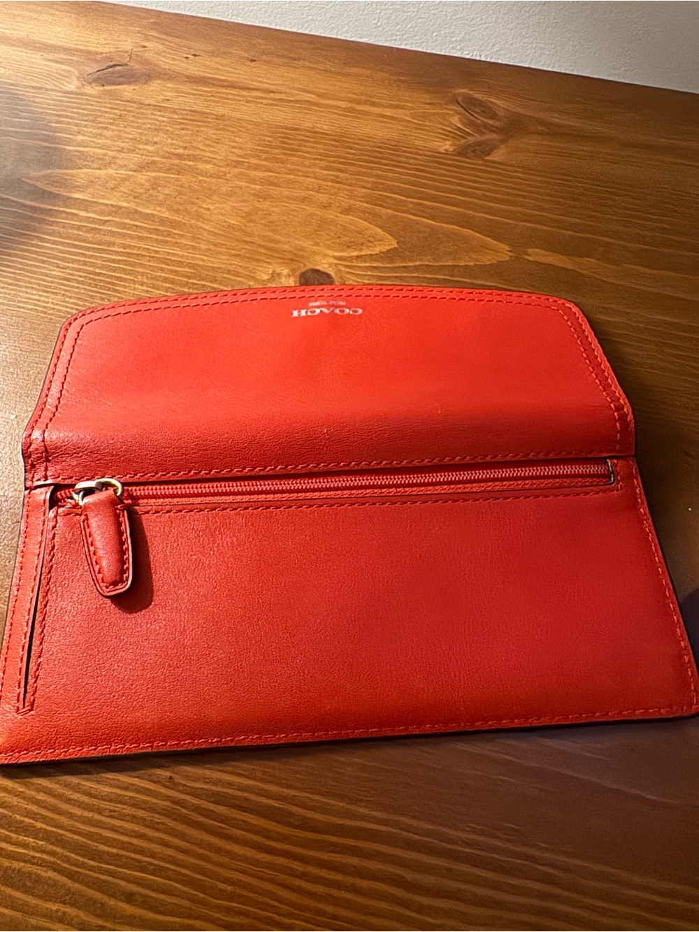 Coach orange leather Flap Wallet with Silver Logo Accent - Picture 4 of 4